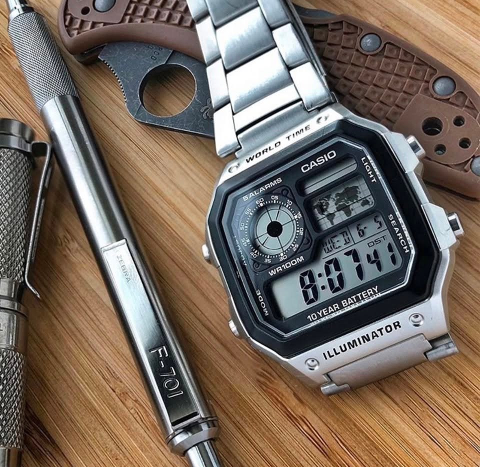 Casio Youth World Time Digital Chain Watch AE-1200WHD-1AVDF - Image 2