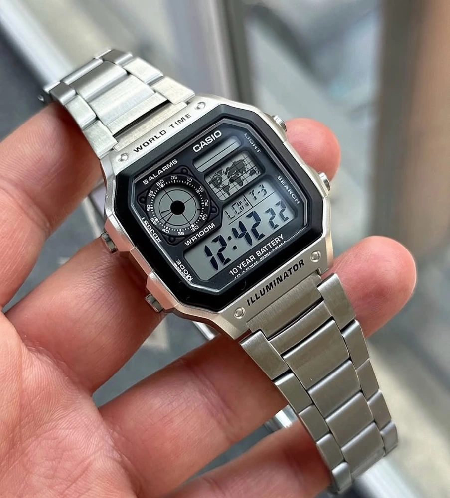 Casio Youth World Time Digital Chain Watch AE-1200WHD-1AVDF - Image 3