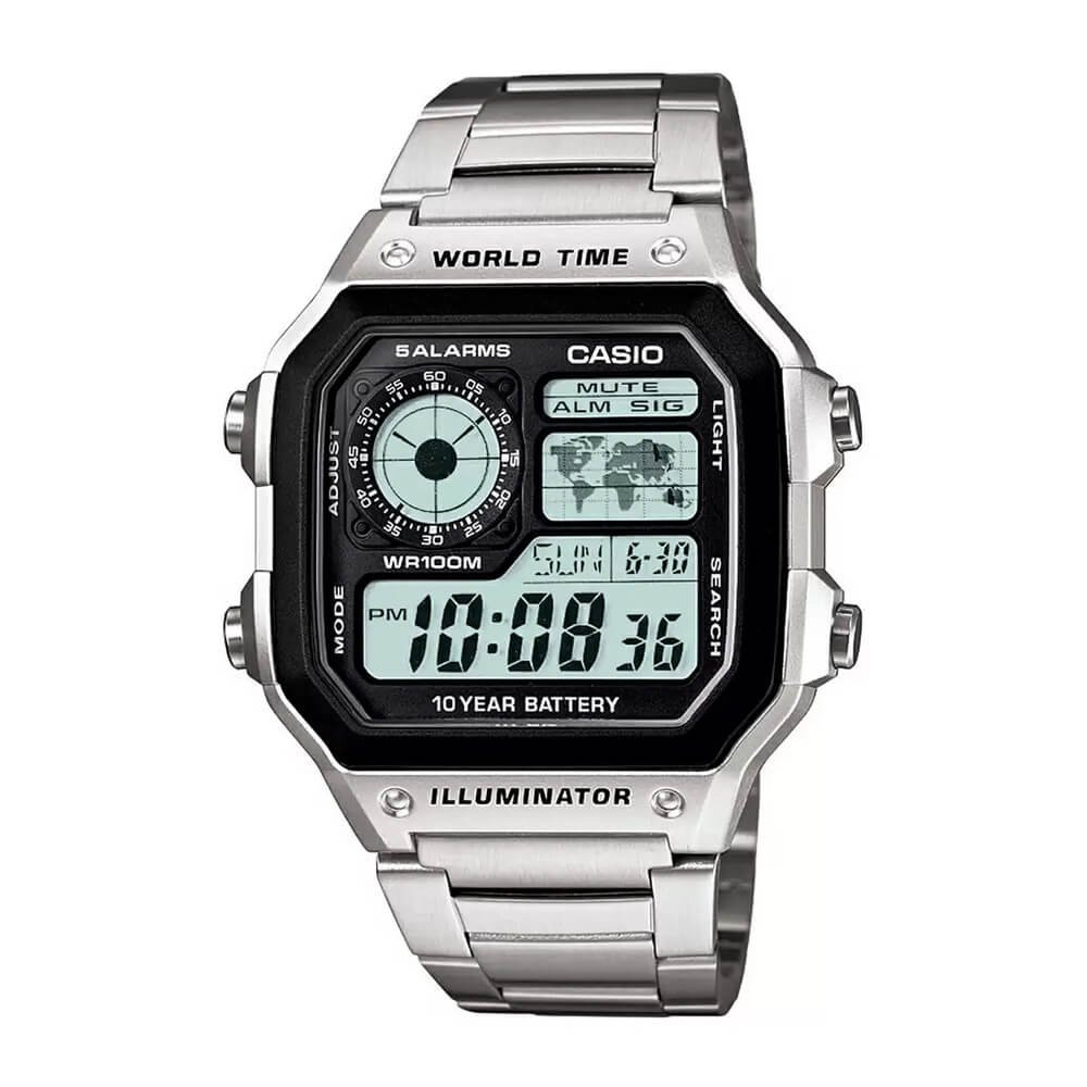 Casio Youth World Time Digital Chain Watch AE-1200WHD-1AVDF
