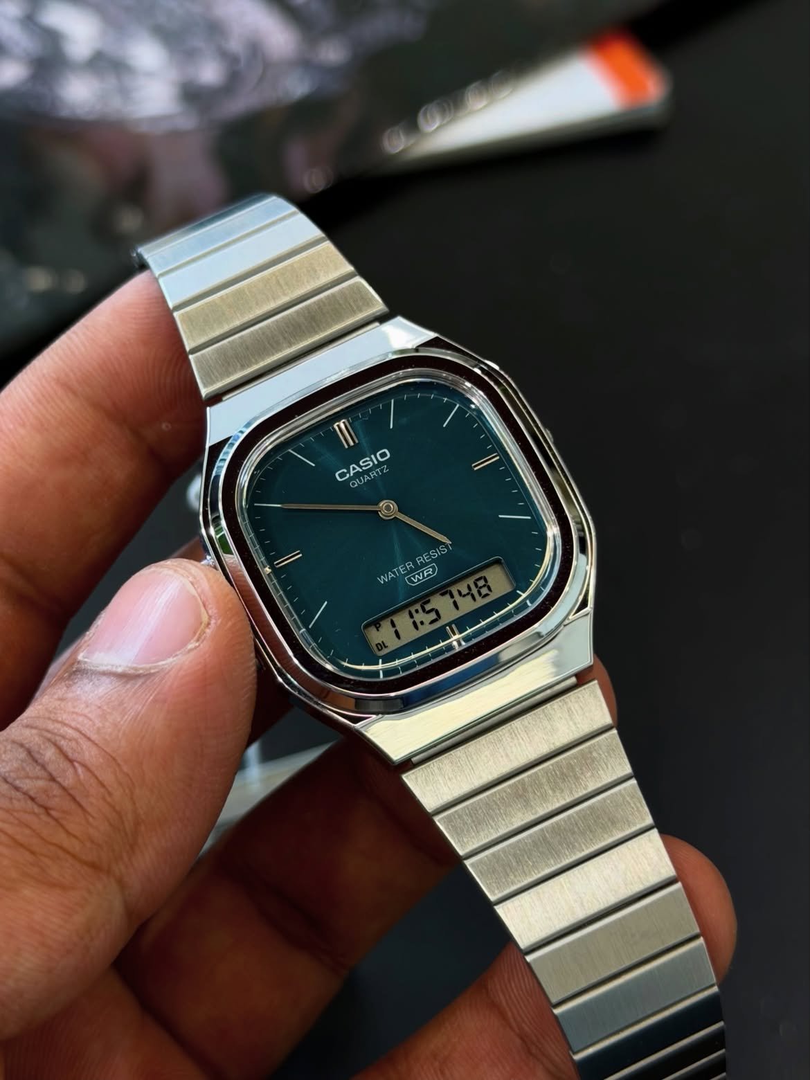 Casio Vintage Dual Time Chain Watch AQ-240E-3ADF - Image 3