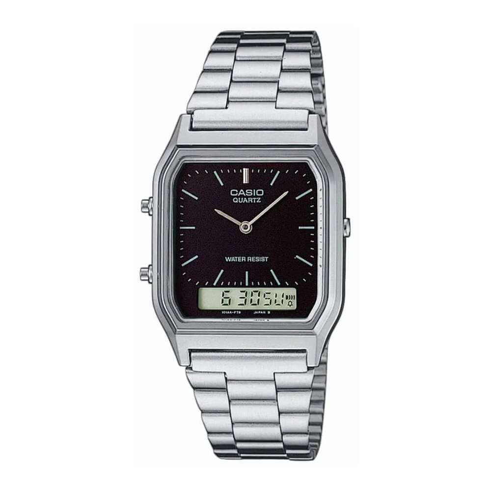 Casio Vintage Dual Time Chain Watch  AQ-230A-1DMQ