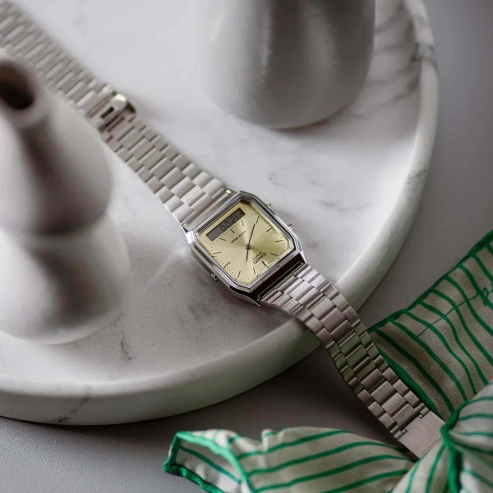 Casio Vintage Dual Time Chain Watch AQ-230A-9AMQY - Image 3
