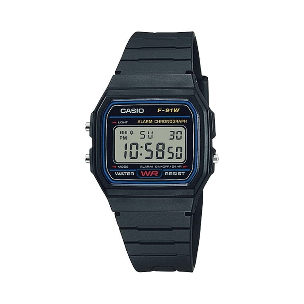 Casio Vintage Digital Black Resin Belt Watch F-91W-1DG