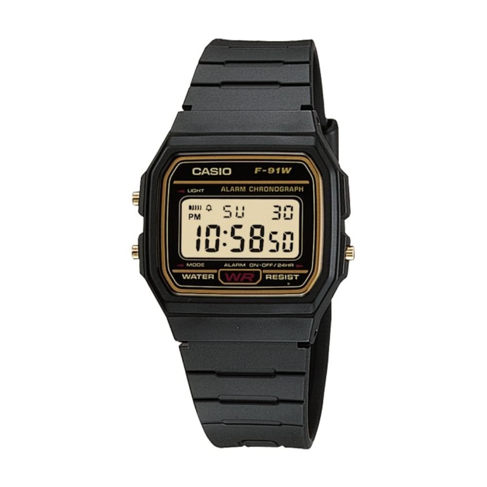 Casio Vintage Digital Black Resin Belt Watch F-91WG-9QDF