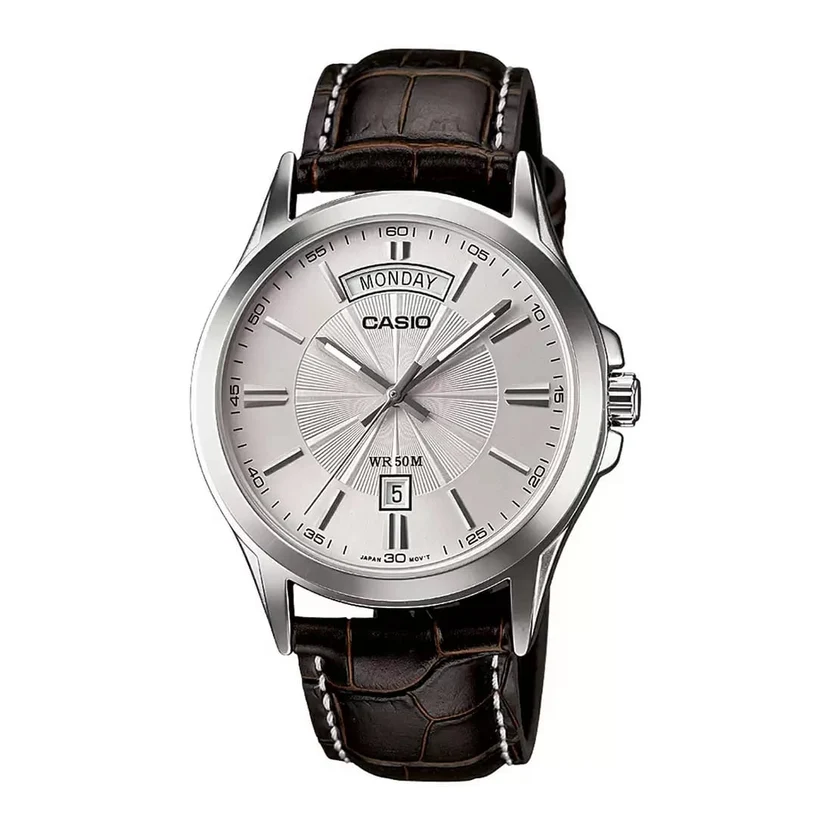 Casio Enticer Day Date Leather Belt Watch MTP-1381L-7AVDF