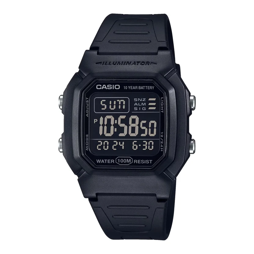 Casio Youth Dual Time Digital Resin Belt Watch W-800H-1BVDF