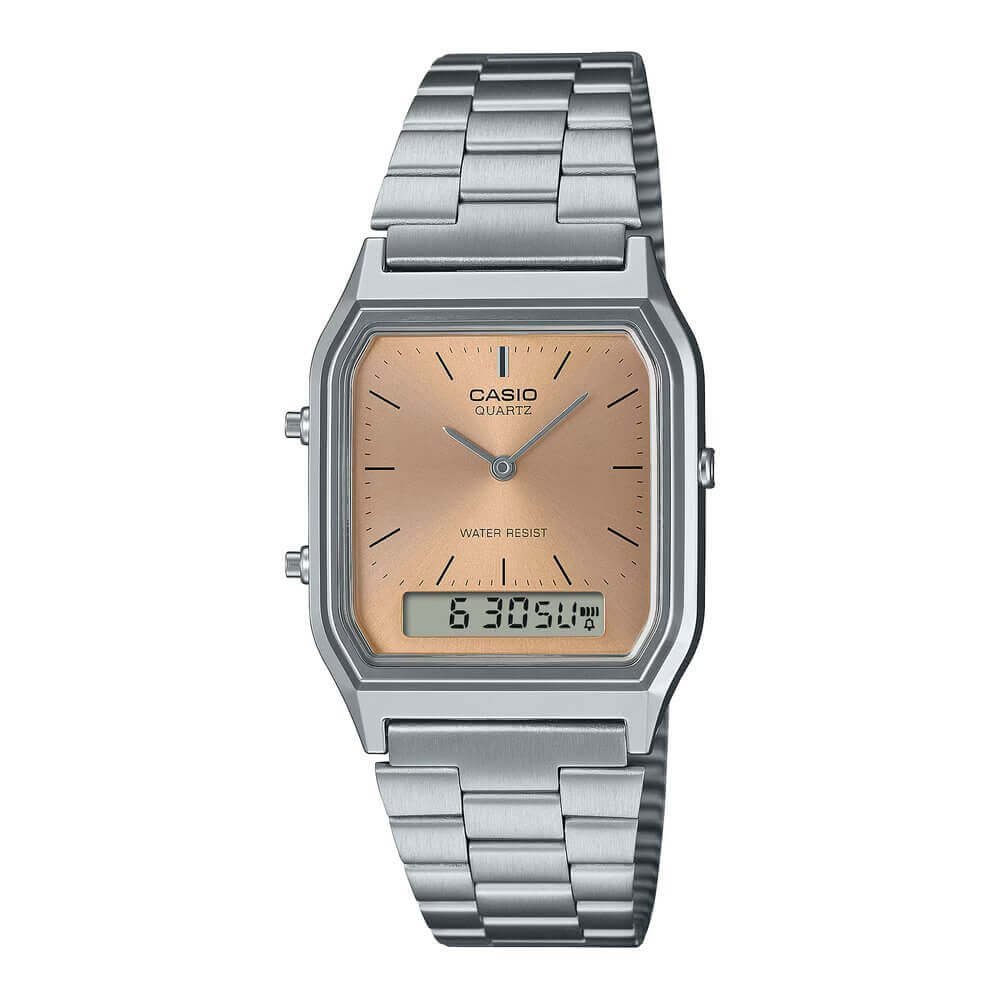 Casio Vintage Dual Time Chain Watch  AQ-230A-4AMQY