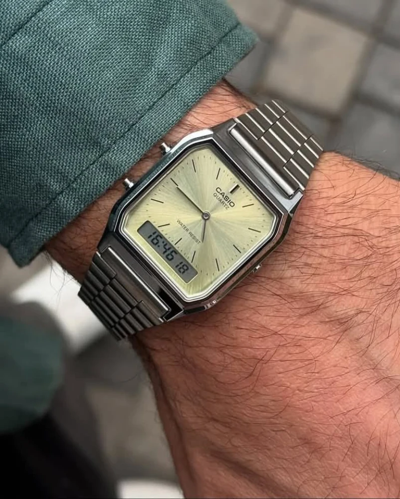 Casio Vintage Dual Time Chain Watch AQ-230A-9AMQY - Image 2