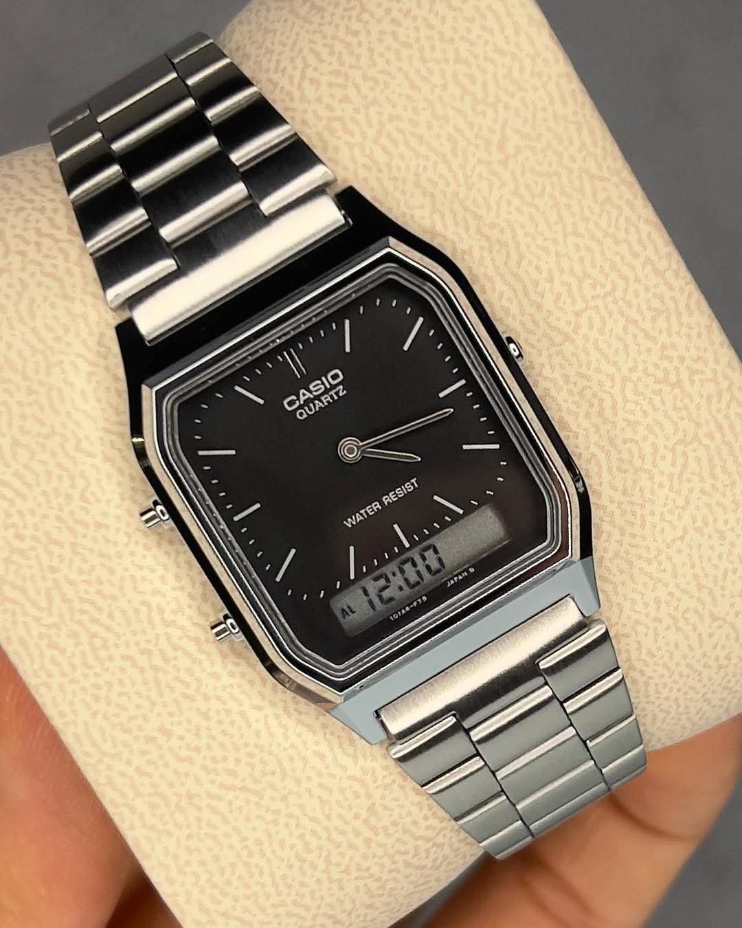 Casio Vintage Dual Time Chain Watch AQ-230A-1DMQ - Image 3