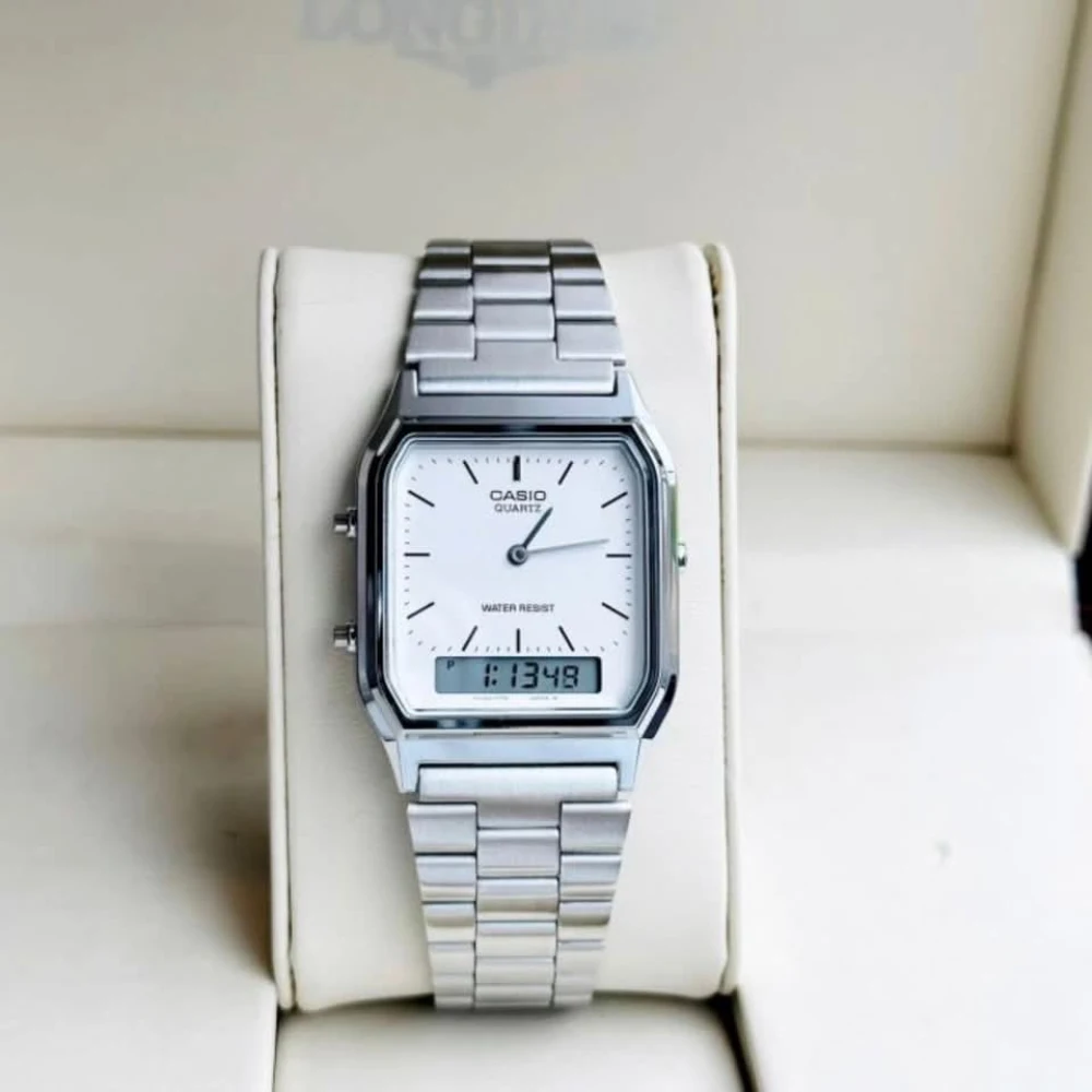 Casio Vintage Dual Time Chain Watch AQ-230A-7DMQ - Image 2