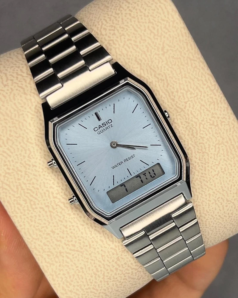 Casio Vintage Dual Time Chain Watch AQ-230A-2A1MQY - Image 3
