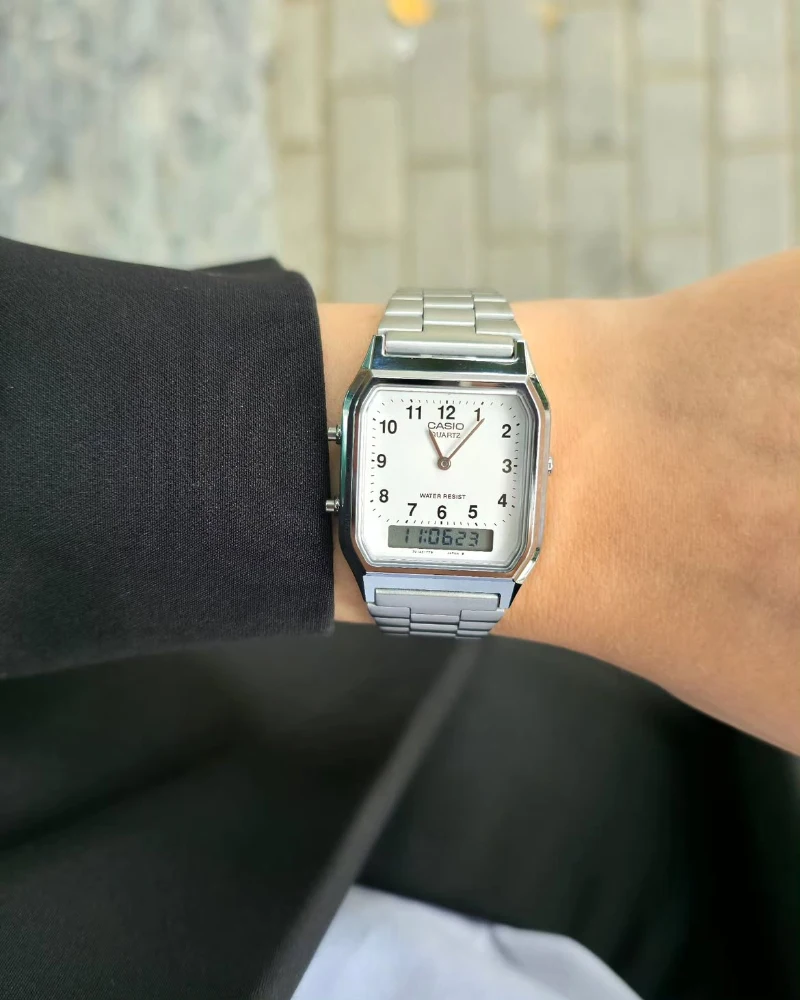 Casio Vintage Dual Time Chain Watch AQ-230A-7BMQ - Image 2