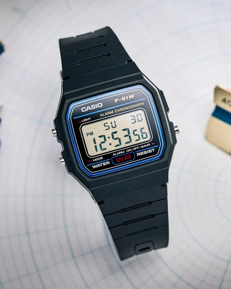 Casio Vintage Digital Black Resin Belt Watch F-91W-1DG - Image 3