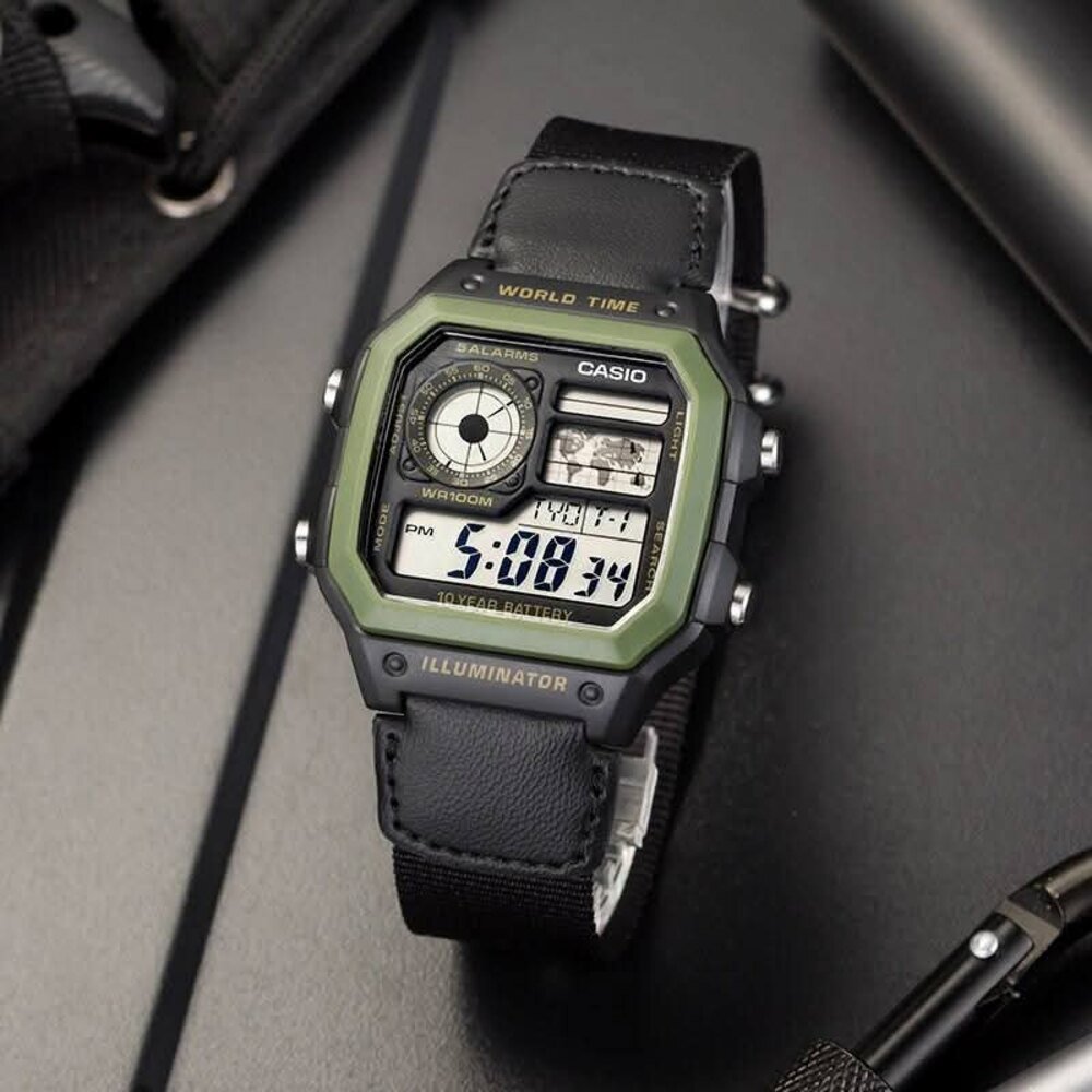 Casio Youth Digital World Time Men's Watch | AE-1200WHB-1BV - Image 2