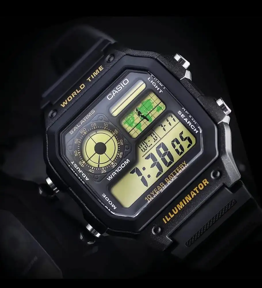 Casio Youth World Time Digital Resin Belt Watch AE-1200WH-1BVDF - Image 3
