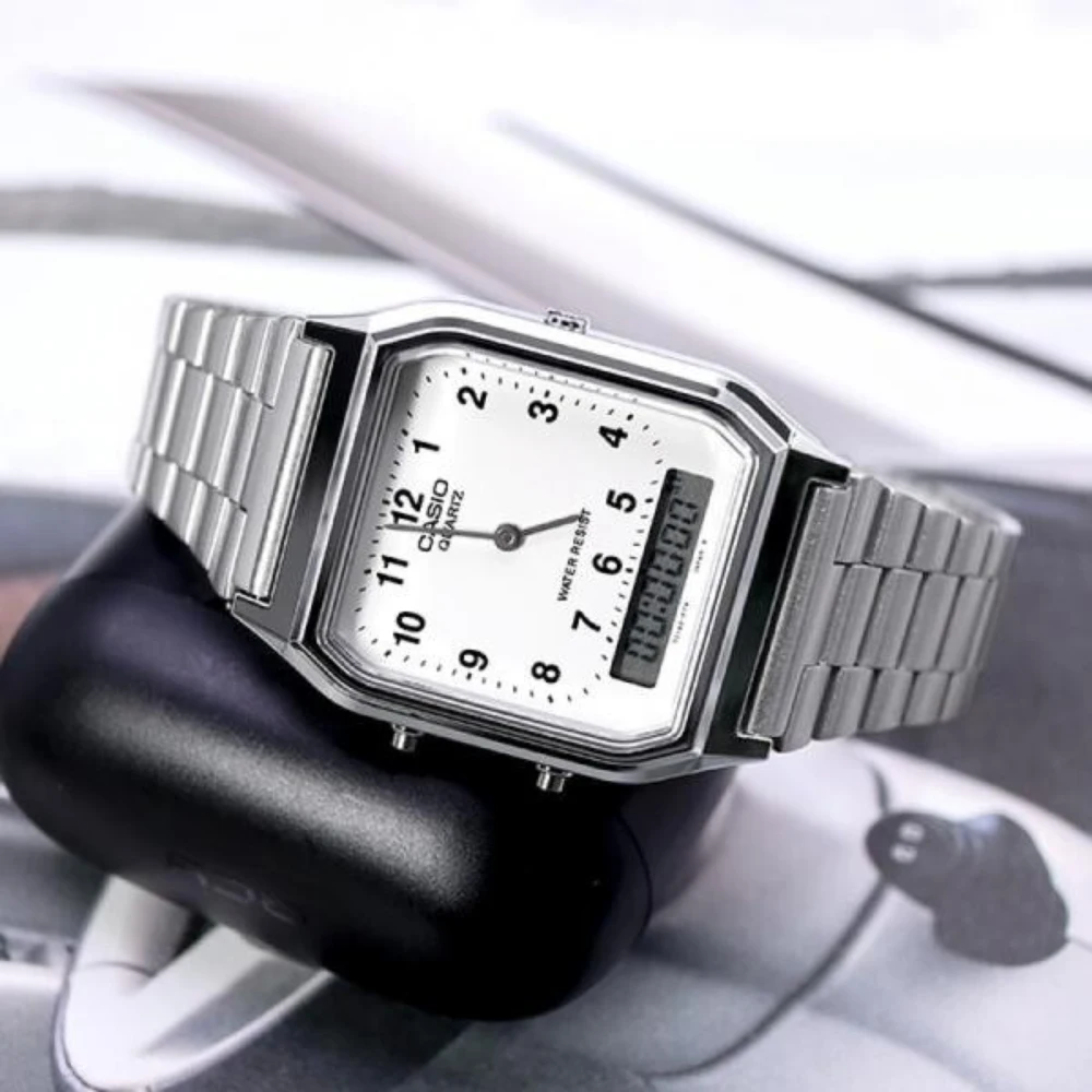 Casio Vintage Dual Time Chain Watch AQ-230A-7BMQ - Image 3