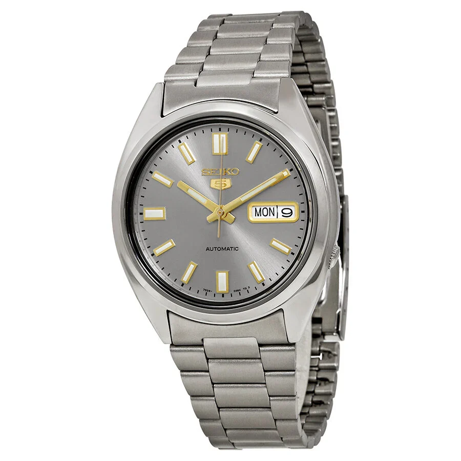 Seiko 5 Automatic Gray Dial Day Date Men's Watch | SNXS75K