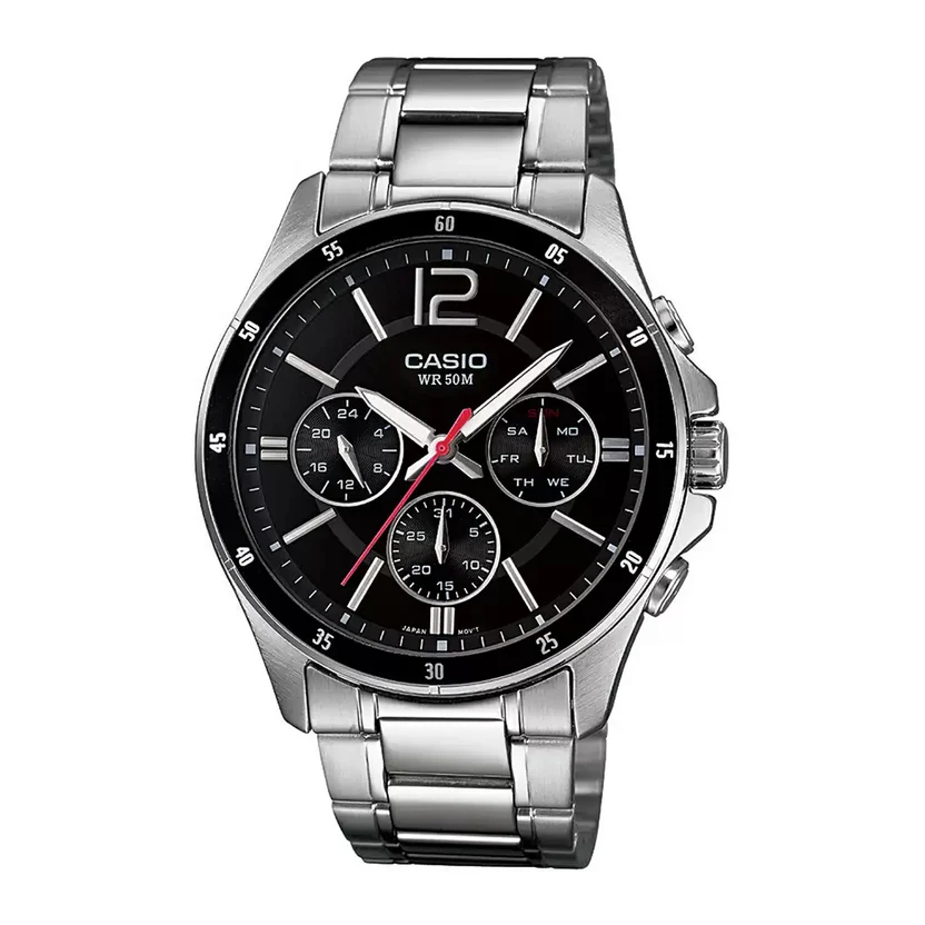 Casio Enticer Multifunction Silver Chain Watch  MTP-1374D-1AVDF