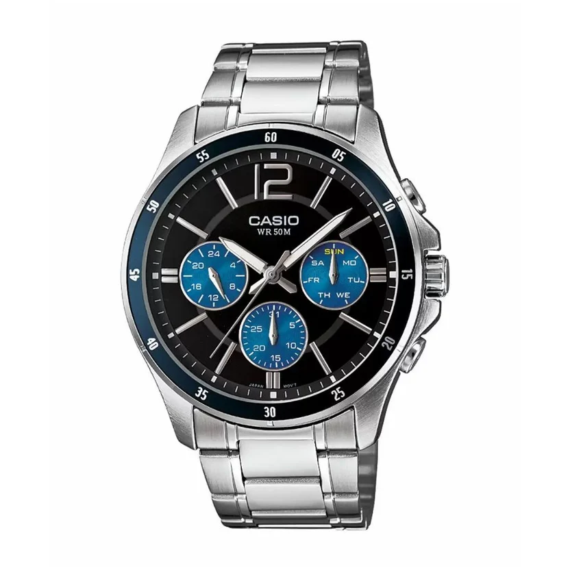 Casio Enticer Multifunction Silver Chain Watch  MTP-1374D-2AVDF