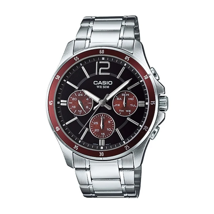 Casio Enticer Multifunction Silver Chain Watch MTP-1374D-5AVDF