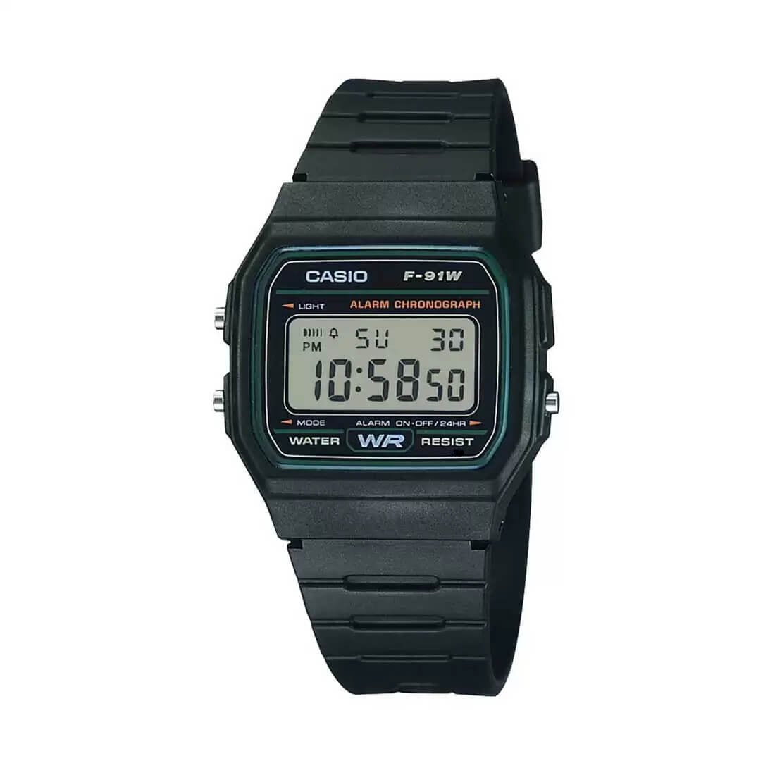 Casio Vintage Digital Black Resin Belt Watch F-91W-3DG