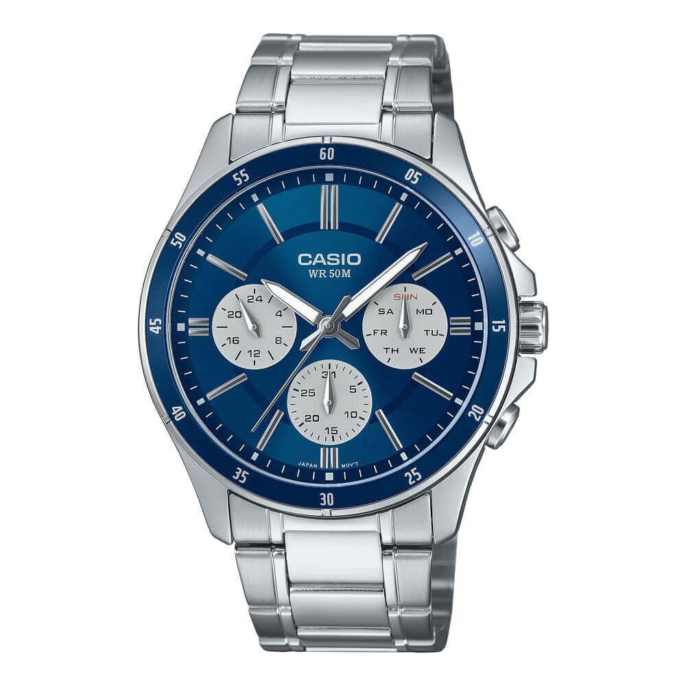 Casio Enticer Multifunction Silver Chain Watch MTP-1374D-2A3VDF