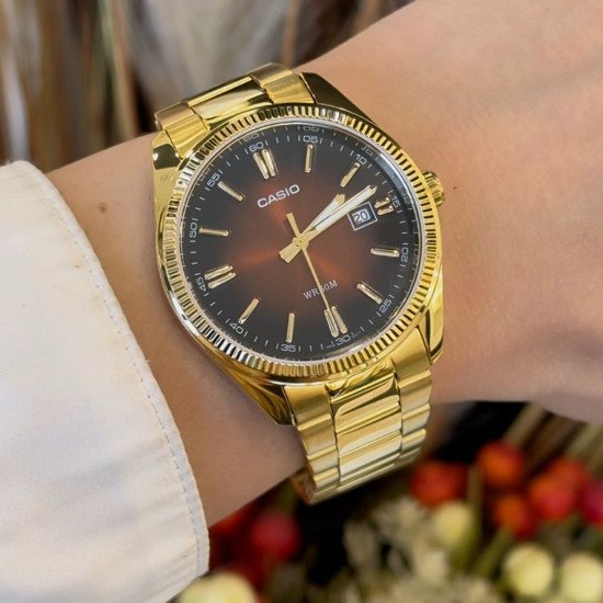 Casio Enticer Date Chain Watch MTP-1302PGC-5AVEF - Image 2