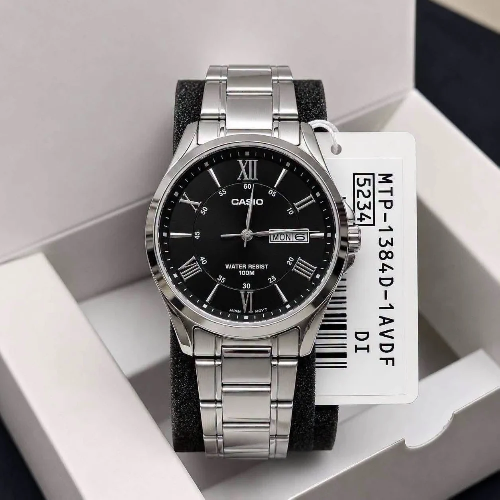 Casio Enticer Day Date Chain Watch MTP-1384D-1AVDF - Image 2